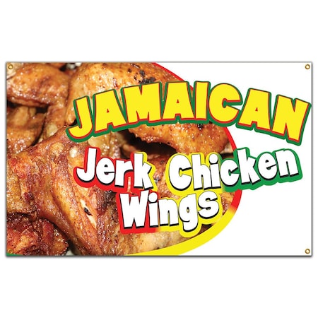 Jamaican Jerk Chicken Wings Banner Concession Stand Food Truck Single Sided